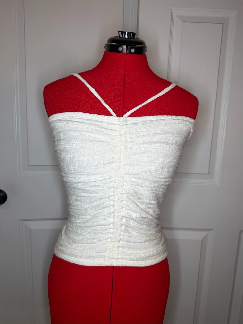 Pilcro Anthropologie Ruched Ribbed Halter Tank Ivory Off White Women Small